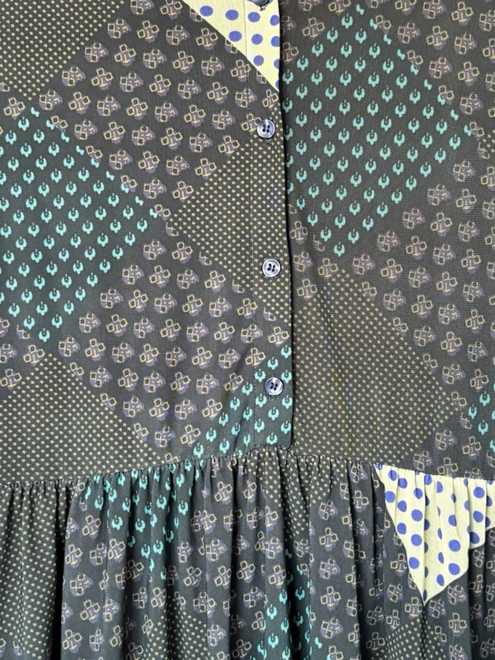 Urban Outfitters Mixed Print Patchwork Mini Dress Size L - Retro Whimsigoth - Picture 6 of 10